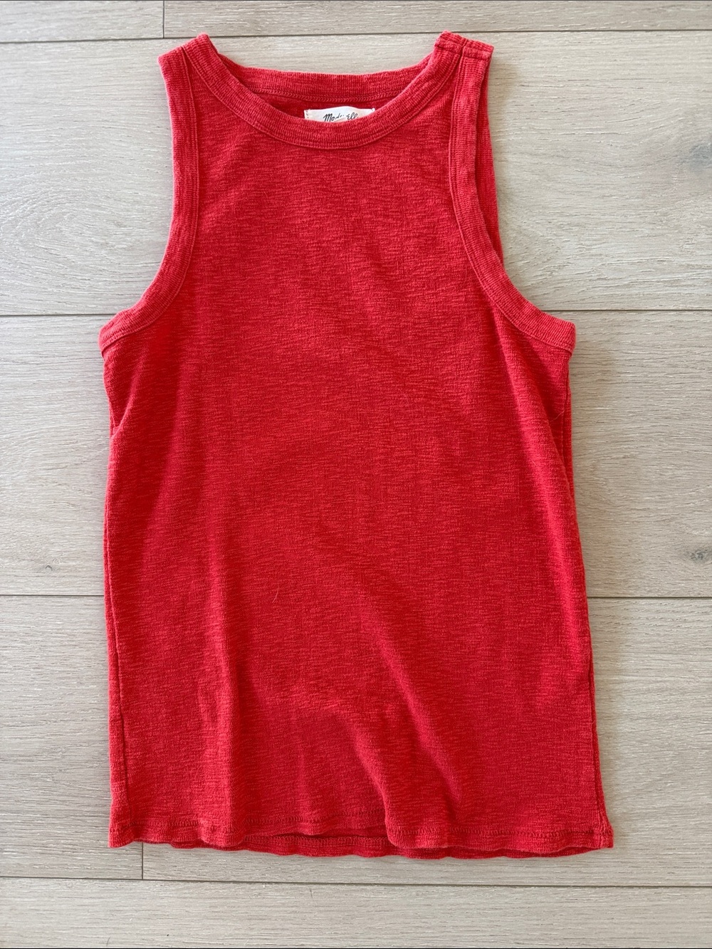 Madewell Coral-Red Ribbed Tank